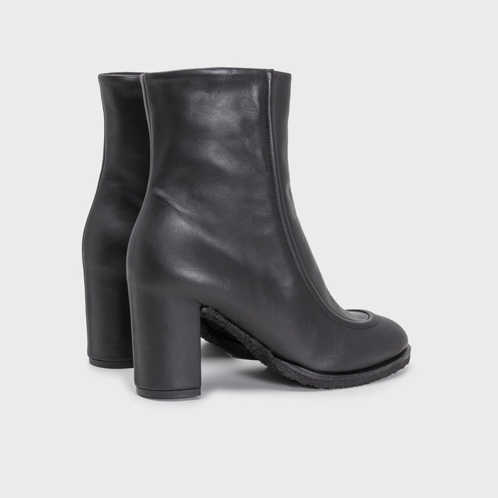 Del Carlo INYO 11415-High Block Heels Ankle Boots In Black Leather