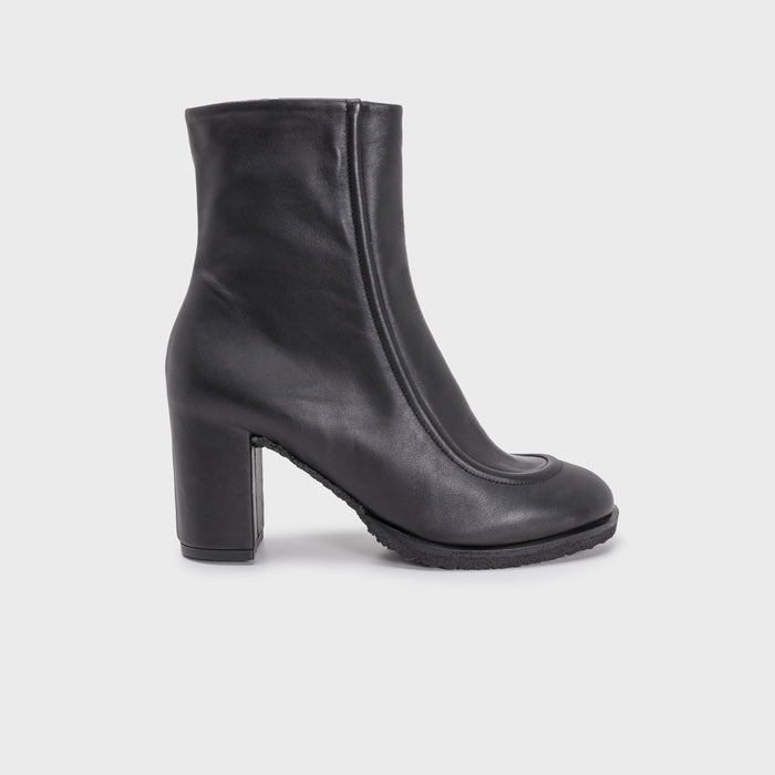 del carlo INYO 11415-High block heels ankle boots in black leather
