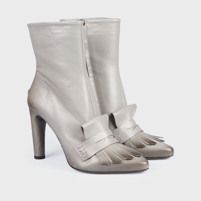 Del Carlo IOKE 11044 - Grey Leather Ankle Boots - Del Carlo