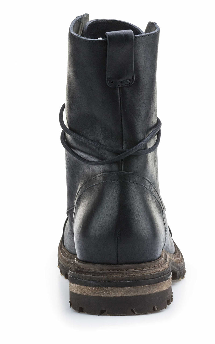 Del Carlo JURA 502-Black Leather Lace-up Men Combat Boots