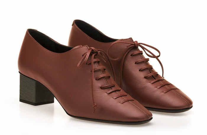 Del Carlo KLEE 11024 - Brown Leather Lace-up Pumps - Del Carlo