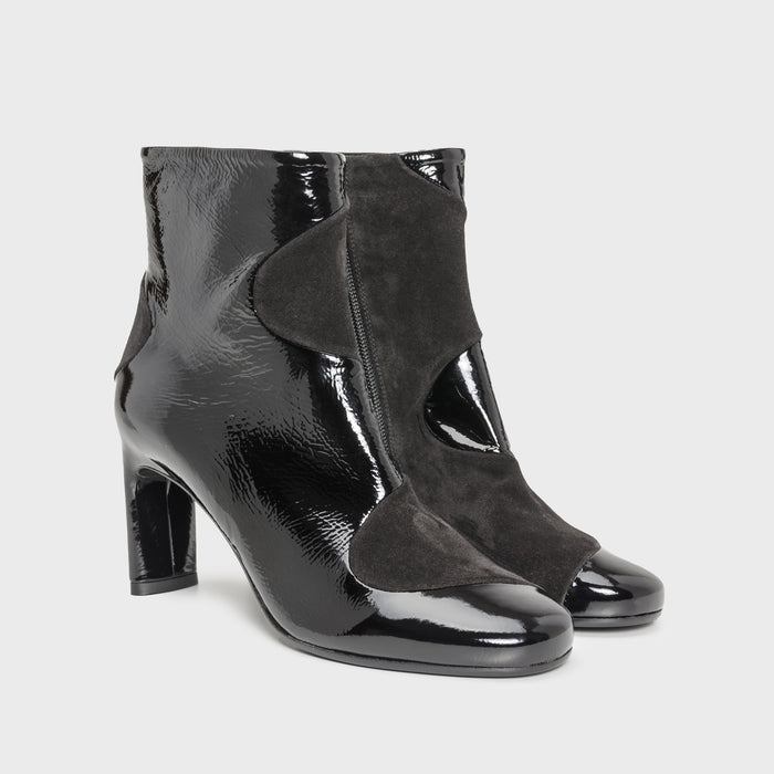 Del Carlo LIONE 11829 - Ankle Boots In Patent Leather With Geometric Details - DEL CARLO