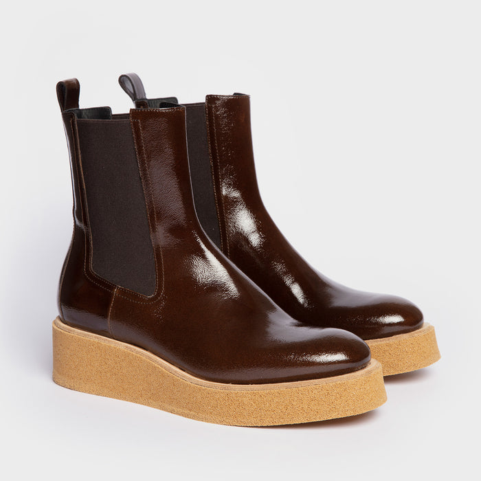 Del Carlo MANILA 11405 - Ankle Boots In Shiny Brown Leather - Del Carlo