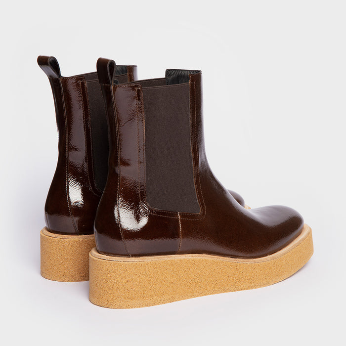 Del Carlo MANILA 11405 - Ankle Boots In Shiny Brown Leather - Del Carlo