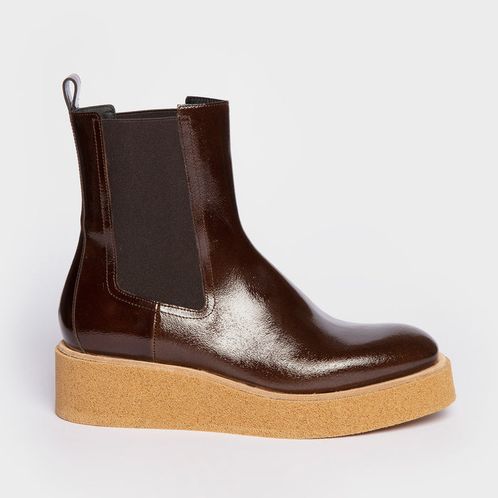 del carlo MANILA 11405 - Ankle boots in shiny brown leather - Del Carlo