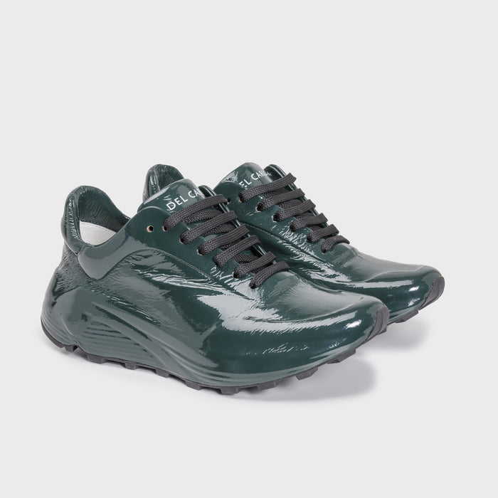 Del Carlo MATRIX 11231 - Sneakers In Green Patent Leather With Fussbett - DEL CARLO