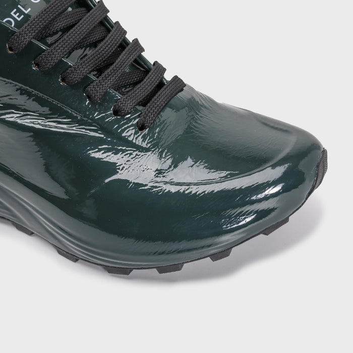 Del Carlo MATRIX 11231 - Sneakers In Green Patent Leather With Fussbett - DEL CARLO