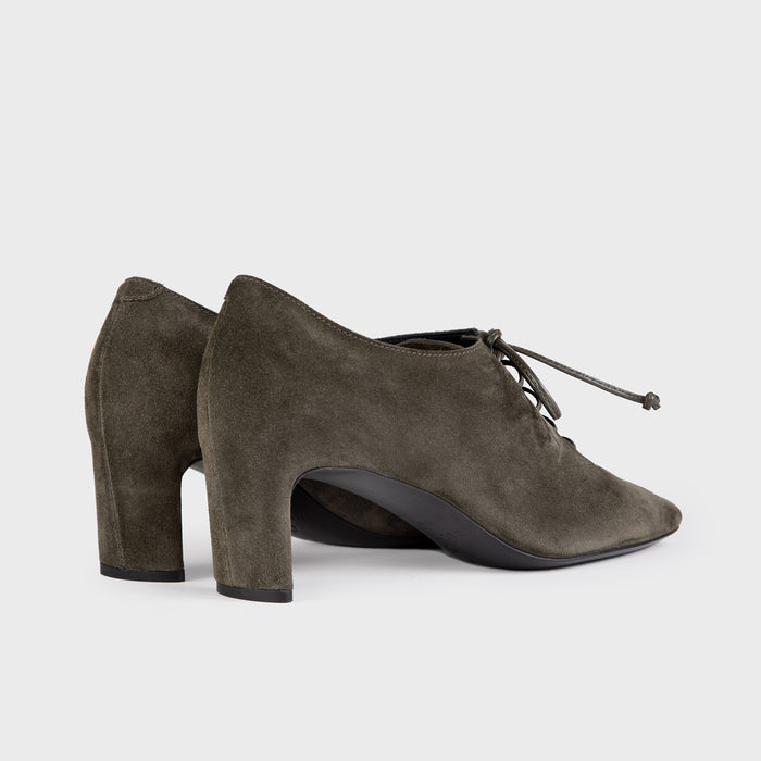 Del Carlo MIRO' 11218 - Dark Green Suede Lace-up Pumps - Del Carlo