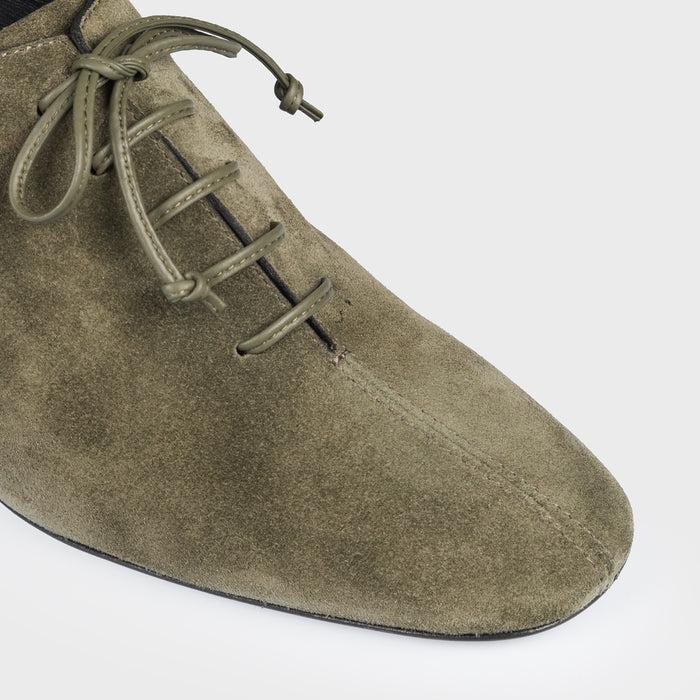 Del Carlo MIRO' 11218 - Dark Green Suede Lace-up Pumps - Del Carlo