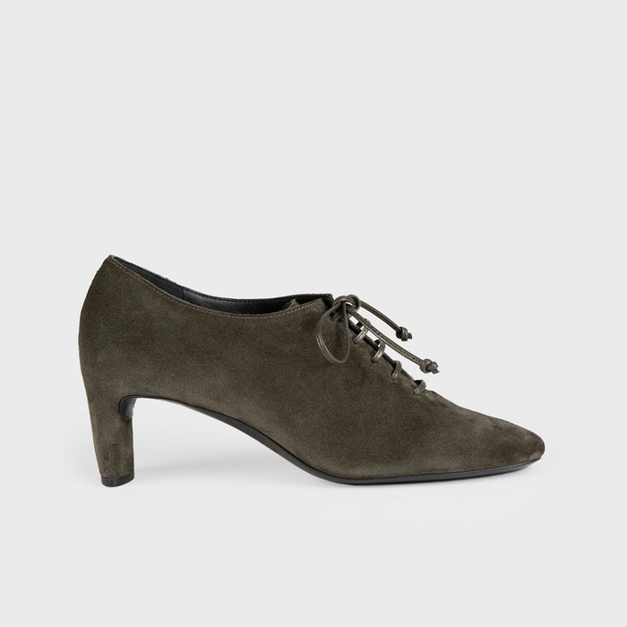del carlo MIRO' 11218 - Dark green suede lace-up pumps - Del Carlo
