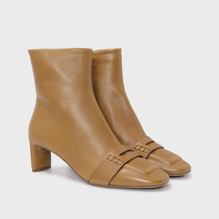 Del Carlo MIRO 11407 - Brown Leather Mid Heel Ankle Boots - Del Carlo