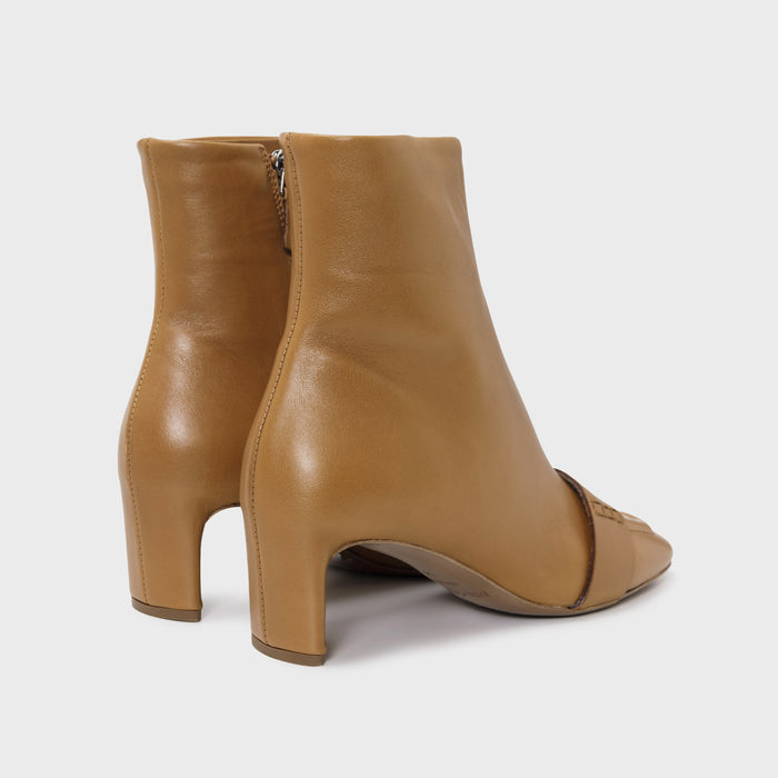Del Carlo MIRO 11407 - Brown Leather Mid Heel Ankle Boots - Del Carlo