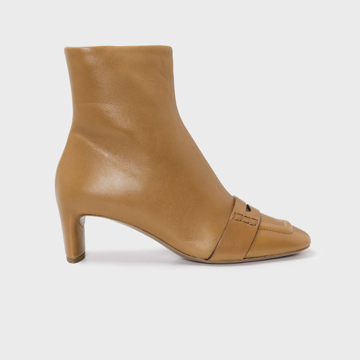 del carlo MIRO 11407 - Brown leather mid heel ankle boots - Del Carlo