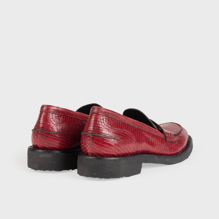 Del Carlo NAKA 11203-Flat Loafers In Red Tejus Leather