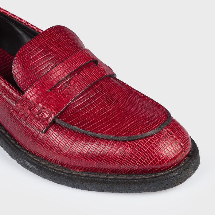 Del Carlo NAKA 11203-Flat Loafers In Red Tejus Leather