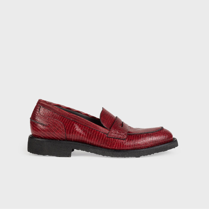 del carlo NAKA 11203-Flat loafers in red tejus leather