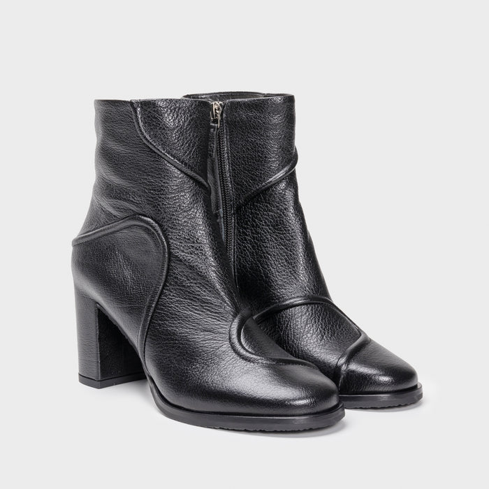 Del Carlo NANTES 11823 - Ankle Boots In Leather With Geometric Details - DEL CARLO