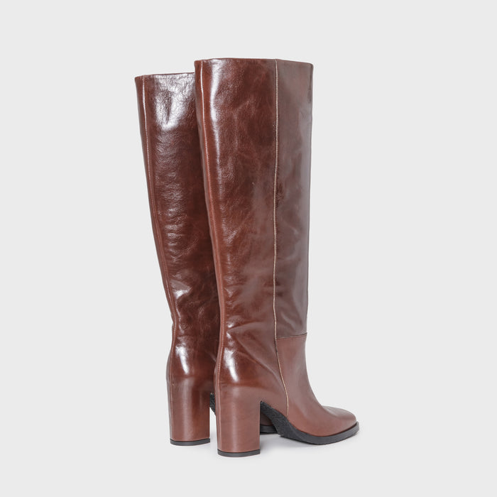 Del Carlo NANTES 11824 - Boots In Brown Leather With Block Heel - DEL CARLO