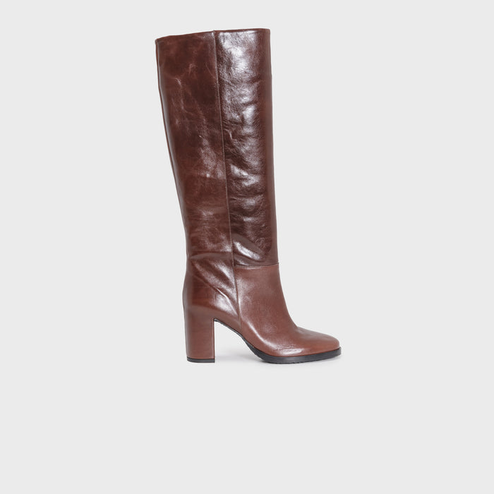 del carlo NANTES 11824 - Boots in brown leather with block heel - DEL CARLO