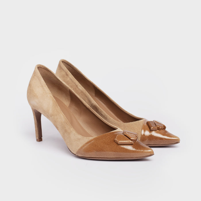 Del Carlo NEX 11419 - Suede Pumps With Geometric Detail - Del Carlo