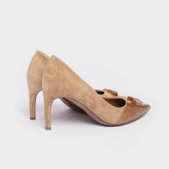 Del Carlo NEX 11419 - Suede Pumps With Geometric Detail - Del Carlo