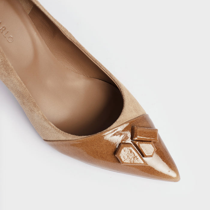 Del Carlo NEX 11419 - Suede Pumps With Geometric Detail - Del Carlo