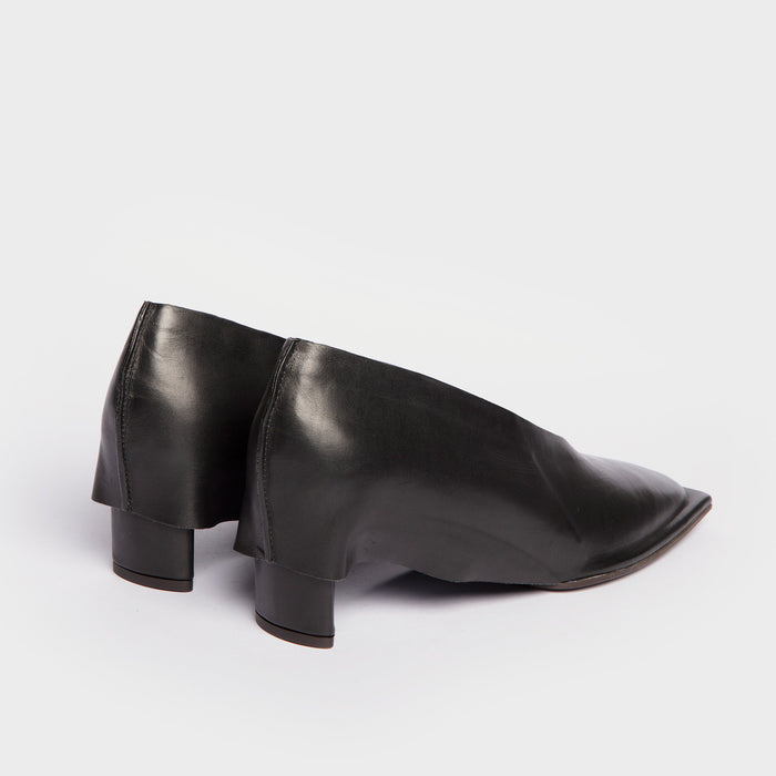 Del Carlo OSLO 11428 - Black Leather Mid Heel Pumps - Del Carlo