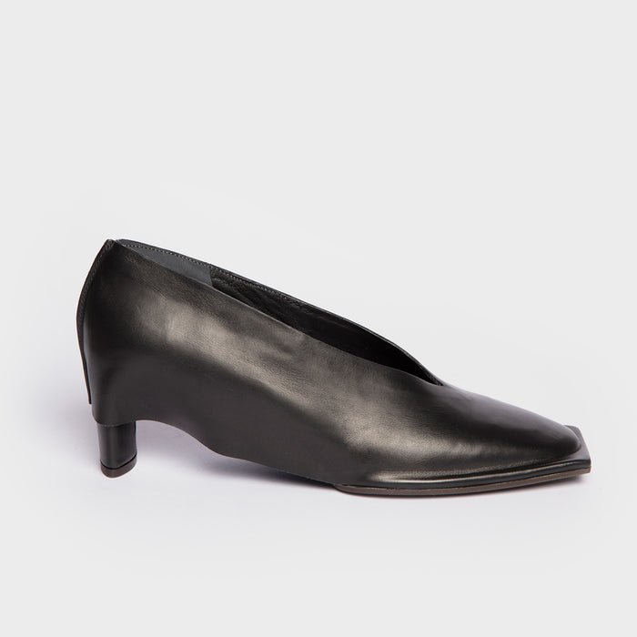 del carlo OSLO 11428 - Black leather mid heel pumps - Del Carlo