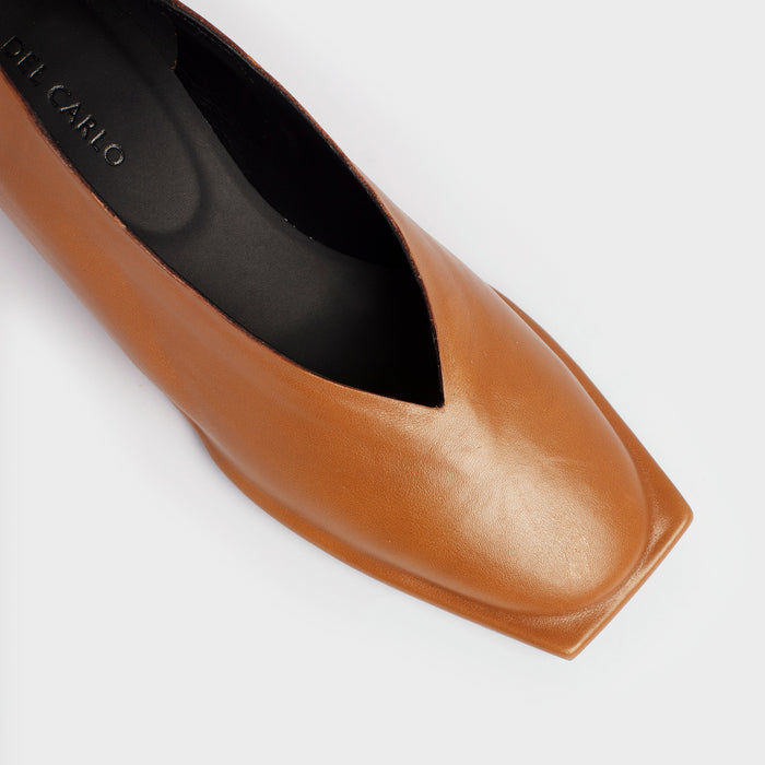 Del Carlo OSLO 11428 - Tan Leather Mid Heel Pumps - Del Carlo