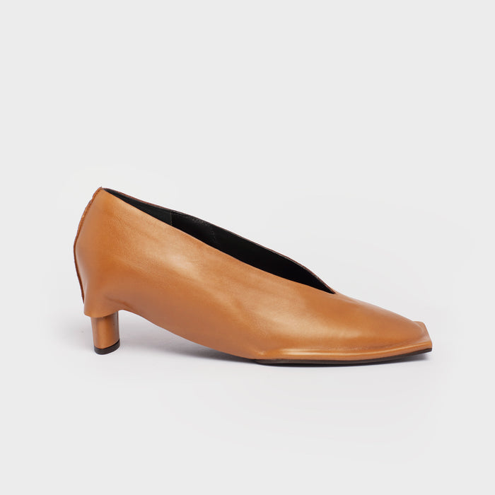 del carlo OSLO 11428 - Tan leather mid heel pumps - Del Carlo