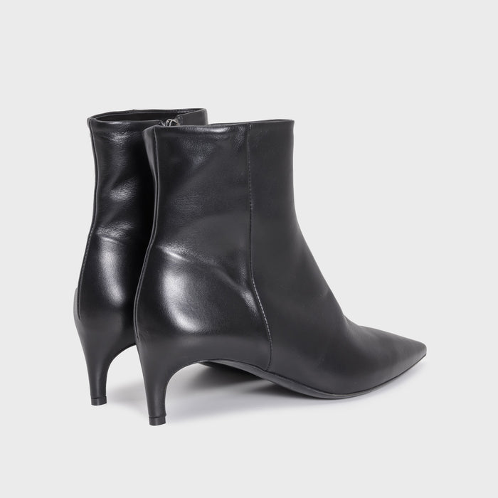 Del Carlo PARIS 11617 - Kitten-Heel Ankle Boots In Black Leather - DEL CARLO