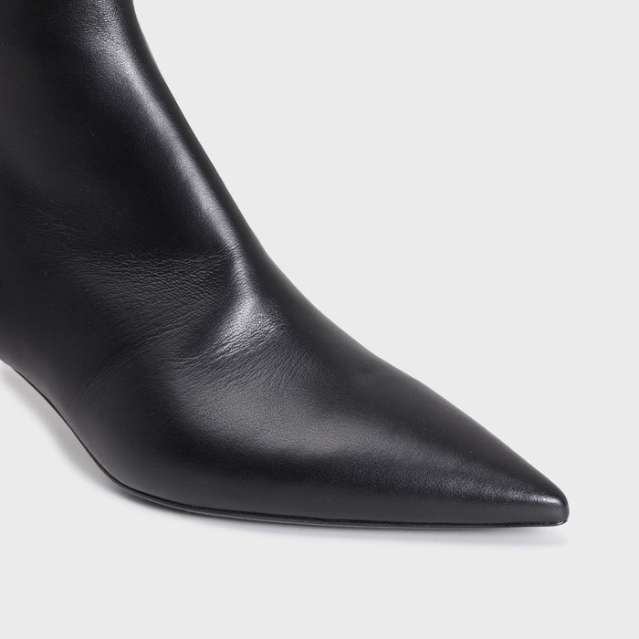 Del Carlo PARIS 11617 - Kitten-Heel Ankle Boots In Black Leather - DEL CARLO