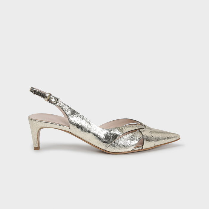 del carlo PARIS 11702 - Heeled slingback in leather - Del Carlo
