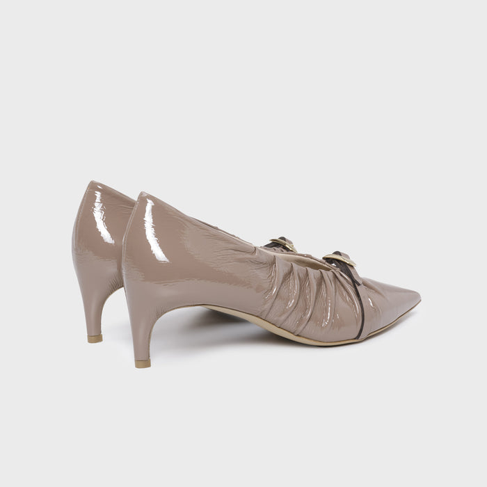 Del Carlo PARIS 11815 - Pumps In Patent With Ruched Upper - DEL CARLO