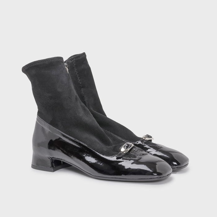 Del Carlo RENEE 11809 - Block-heel Ankle Boots In Suede And Leather - DEL CARLO