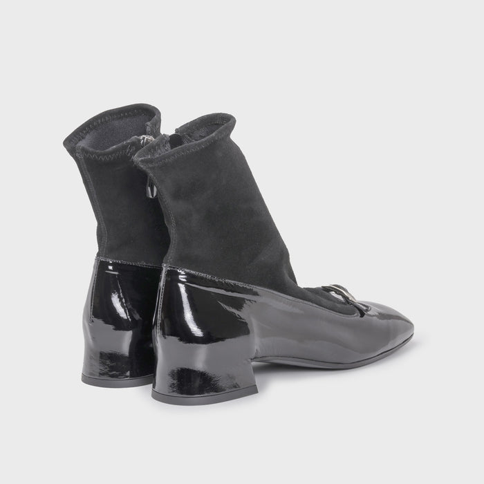 Del Carlo RENEE 11809 - Block-heel Ankle Boots In Suede And Leather - DEL CARLO