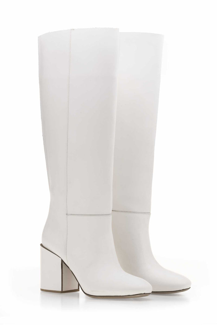 Del Carlo SIOUX 11033 - Knee-high White Leather Boots - Del Carlo