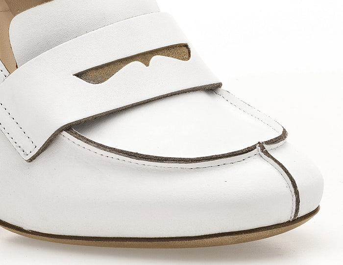 Del Carlo SIOUX11031 - White Leather Mid-heel Pumps - Del Carlo