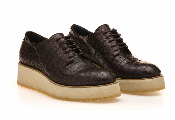 Del Carlo SKIN 11010 - Dark Brown Leather Flat Shoes - Del Carlo