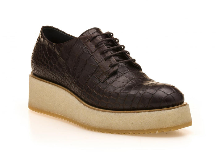 Del Carlo SKIN 11010 - Dark Brown Leather Flat Shoes - Del Carlo