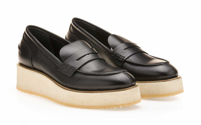 Del Carlo SKIN 11012 - Black Leather Flat Shoes - Del Carlo