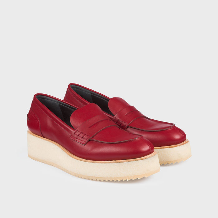 Del Carlo SKIN 11012 - Red Leather Flat Shoes - Del Carlo