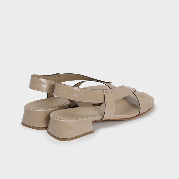 Del Carlo SUNNY 11913 - Block Heel Sandals With Metallic Details - Del Carlo