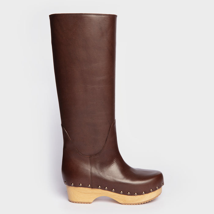 del carlo TOKYO 11438 - Brown leather clog inspired boots - Del Carlo
