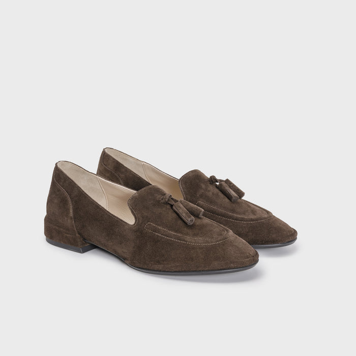 Del Carlo TROPE' 11806 - Flat Loafers In Brown Suede With Tassel - DEL CARLO