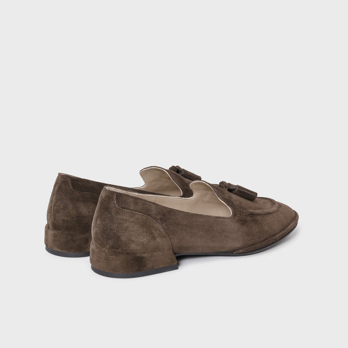 Del Carlo TROPE' 11806 - Flat Loafers In Brown Suede With Tassel - DEL CARLO