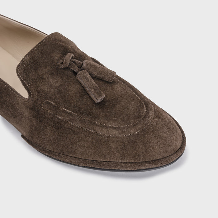 Del Carlo TROPE' 11806 - Flat Loafers In Brown Suede With Tassel - DEL CARLO