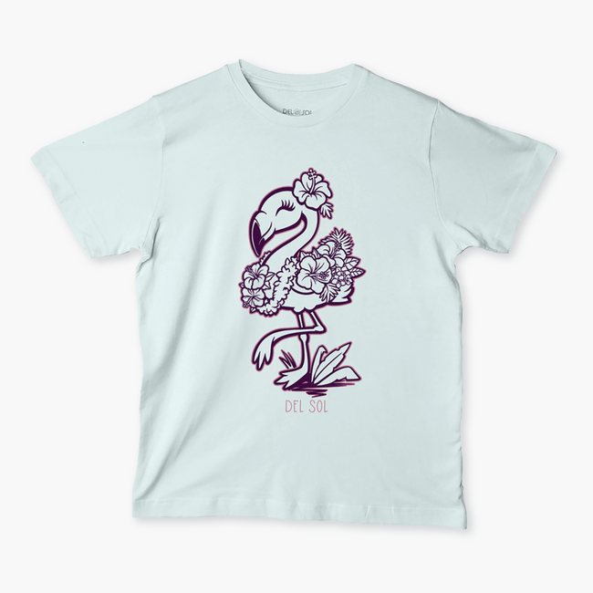Del Sol Cute Flamingo - Kids Color-Changing T-Shirt - Ice Blue | Del Sol