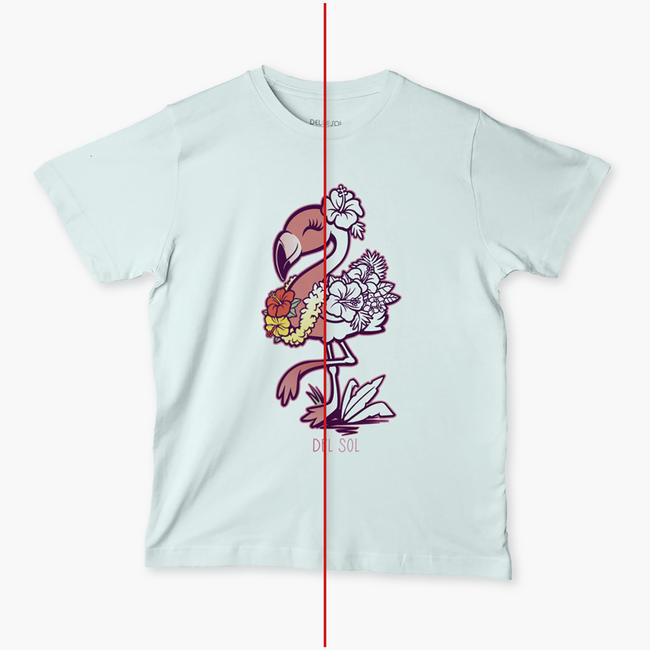 Del Sol Cute Flamingo - Kids Color-Changing T-Shirt - Ice Blue | Del Sol