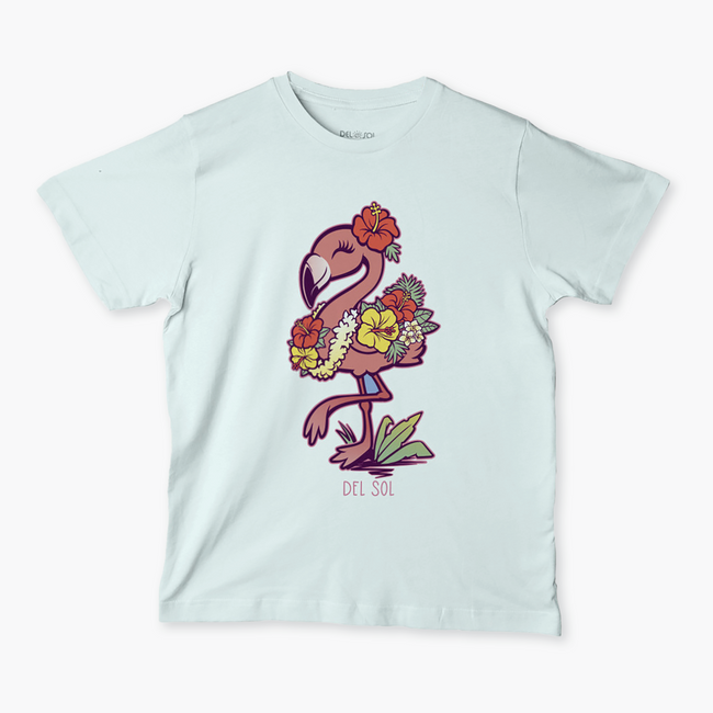 del sol Cute Flamingo - Kids Color-Changing T-Shirt - Ice Blue | Del Sol